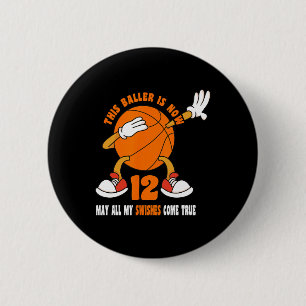 Badge Rond 5 Cm 12 ans Joyeux 12e anniversaire Basketball 12e Bi