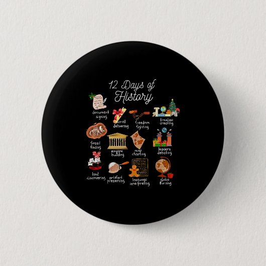 Badge Rond 5 Cm 12 Day Of History Teacher Christmas Social Studies (Devant)