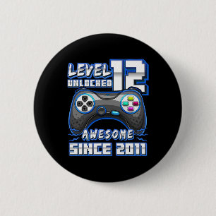 Badge Rond 5 Cm 12 Déverrouillé Awesome 2011 jeu vidéo 12e anniver