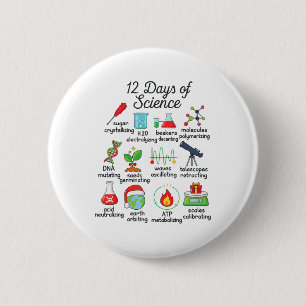 Badge Rond 5 Cm 12 Jours de Noël pour un professeur de science drô