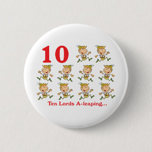 Badge Rond 5 Cm 12 jours dix seigneurs sautant