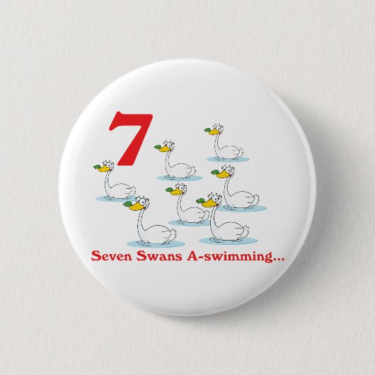Badge Rond 5 Cm 12 jours sept cygnes a-nager (Devant)