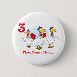 Badge Rond 5 Cm 12 jours trois poules françaises