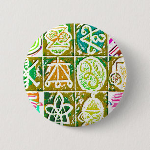 Badge Rond 5 Cm 12 signes curatifs V14 de Reiki n Karuna