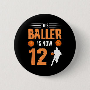 Badge Rond 5 Cm 12e anniversaire de basketball - Ce joueur est mai