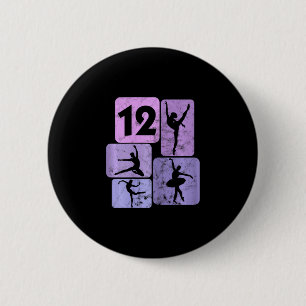 Badge Rond 5 Cm 12e anniversaire fille danseuse Ballet Ballerina 1