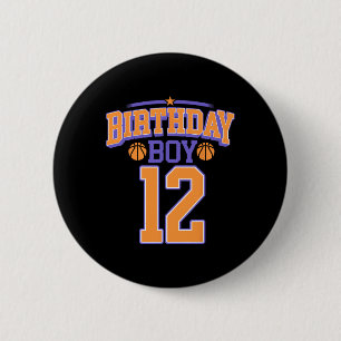Badge Rond 5 Cm 12e anniversaire garçon de basketball Lover 12 ans