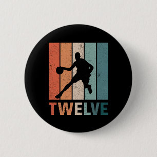 Badge Rond 5 Cm 12e anniversaire Retro Amateurs de basket-ball 12