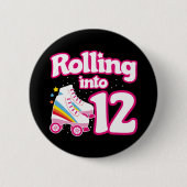 Badge Rond 5 Cm 12e anniversaire Roller Patinage 12 ans (Devant)
