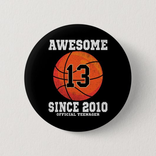 Badge Rond 5 Cm 13e anniversaire Bysketbyll Fan 13 ans Officiel (Devant)