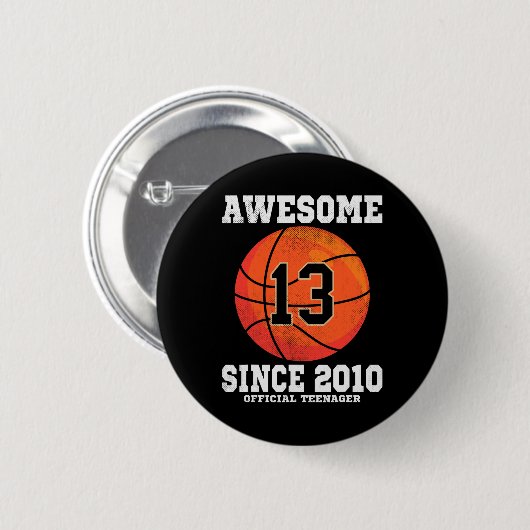 Badge Rond 5 Cm 13e anniversaire Bysketbyll Fan 13 ans Officiel (Devant & derrière)