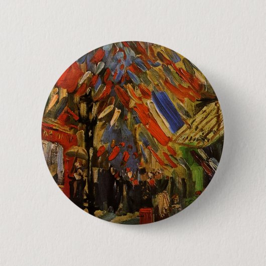 Badge Rond 5 Cm 14 juillet Fête à Paris par Vincent van Gogh (Devant)