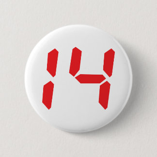 Badge Rond 5 Cm 14 quatorze réveil rouge numéro numérique