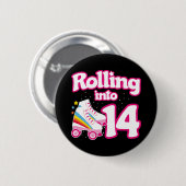 Badge Rond 5 Cm 14e anniversaire Roller Patinage 14 ans (Devant & derrière)