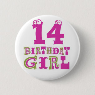 Badge Rond 5 Cm 14ème Insigne de bouton de fille d'anniversaire