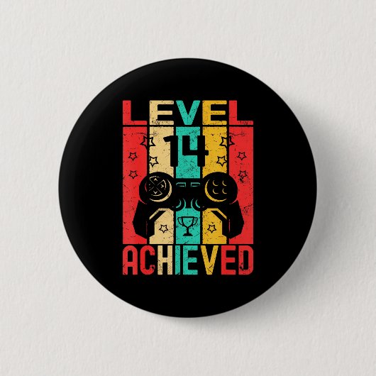 Badge Rond 5 Cm 14th Birthday Level 14 Achieved Gamer Funny Birthd (Devant)