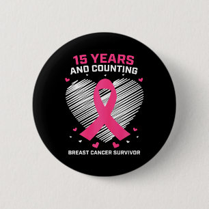 Badge Rond 5 Cm 15 ans Cancer Cadeaux gratuits 15 ans Cancer du se