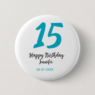 Badge Rond 5 Cm 15e anniversaire quiencenera ajouter date année te