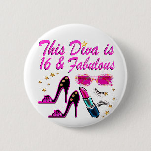 BADGE ROND 5 CM 16 ET DIVA FABULEUX