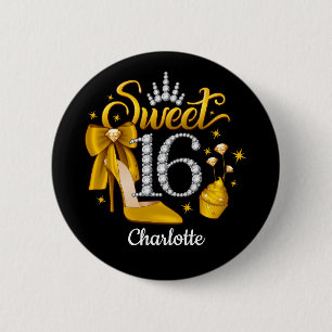 Badge Rond 5 Cm 16e anniversaire. Doux 16 fille
