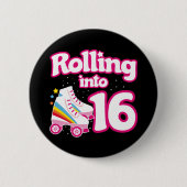 Badge Rond 5 Cm 16e anniversaire Roller Patinage 16 ans (Devant)