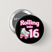 Badge Rond 5 Cm 16e anniversaire Roller Patinage 16 ans (Devant & derrière)