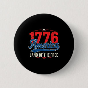 Badge Rond 5 Cm 1776 Amérique Terre De La Liberté Vintage Patrioti