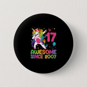 Badge Rond 5 Cm 17 Ans Awesome depuis 2007 17e Anniversaire Unic