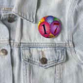Badge Rond 5 Cm 17 ans !  Ballons d'anniversaire (En situation)