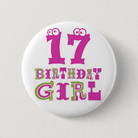 17ème Insigne de bouton de fille d'anniversaire