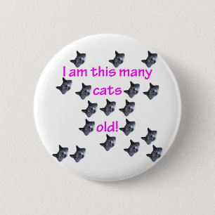 Badge Rond 5 Cm 18 têtes de chat vieilles