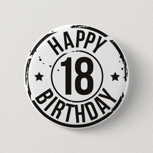 Badge Rond 5 Cm 18ème EFFET de TIMBRE d'ANNIVERSAIRE (Devant)