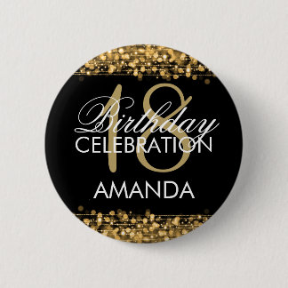 Badge Rond 5 Cm 18ème or élégant d'étincelles de fête