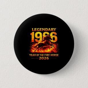 Badge Rond 5 Cm 1966 Année du Cheval de Feu 60e Anniversaire Chino