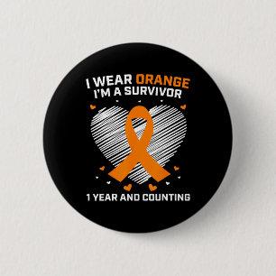 Badge Rond 5 Cm 1 an Cancer Libre Leucémie Survivante Cadeaux Oran
