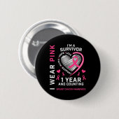 Badge Rond 5 Cm 1 an Cancer Libre Maman Pink Sensibilisation Danse (Devant & derrière)
