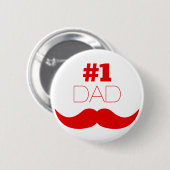 Badge Rond 5 Cm #1 Papa Moustache Rouge - Numéro Un (Devant & derrière)