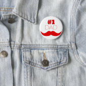 Badge Rond 5 Cm #1 Papa Moustache Rouge - Numéro Un (En situation)