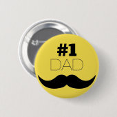 Badge Rond 5 Cm #1 Papa Mustache jaune - Numéro un (Devant & derrière)