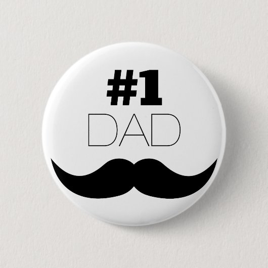 Badge Rond 5 Cm #1 Papa Mustache noire - Numéro Un (Devant)