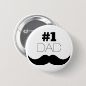 Badge Rond 5 Cm #1 Papa Mustache noire - Numéro Un (Devant & derrière)