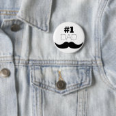 Badge Rond 5 Cm #1 Papa Mustache noire - Numéro Un (En situation)