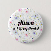 Badge Rond 5 Cm # 1 Réceptionniste - drôle, nouveauté, modifiable (Devant)