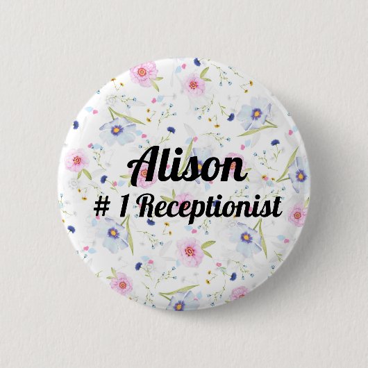 Badge Rond 5 Cm # 1 Réceptionniste - drôle, nouveauté, modifiable (Devant)