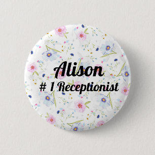 Badge Rond 5 Cm # 1 Réceptionniste - drôle, nouveauté, modifiable
