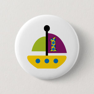 Badge Rond 5 Cm 1er Anniversaire Voilier