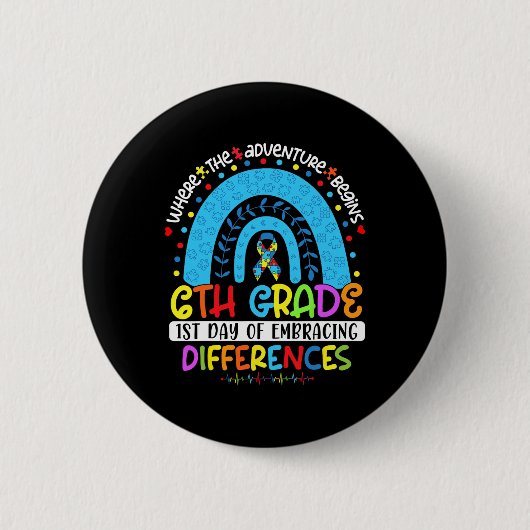 Badge Rond 5 Cm 1er jour d'acceptation des différences 6e année Au (Devant)
