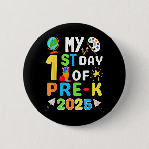 Badge Rond 5 Cm 1er jour de pré-maternelle 2025 Tenue mignonne de