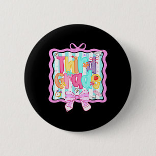 Badge Rond 5 Cm 1er Jour De Préppie 3E Année Retour À L'École Troi