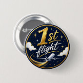 Badge Rond 5 Cm 1er vol avion (Devant & derrière)